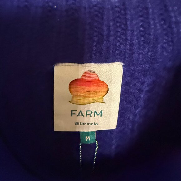 Farm Rio Shaker-Stitch Blue Braided Sweater Size M NWT - Picture 2 of 4